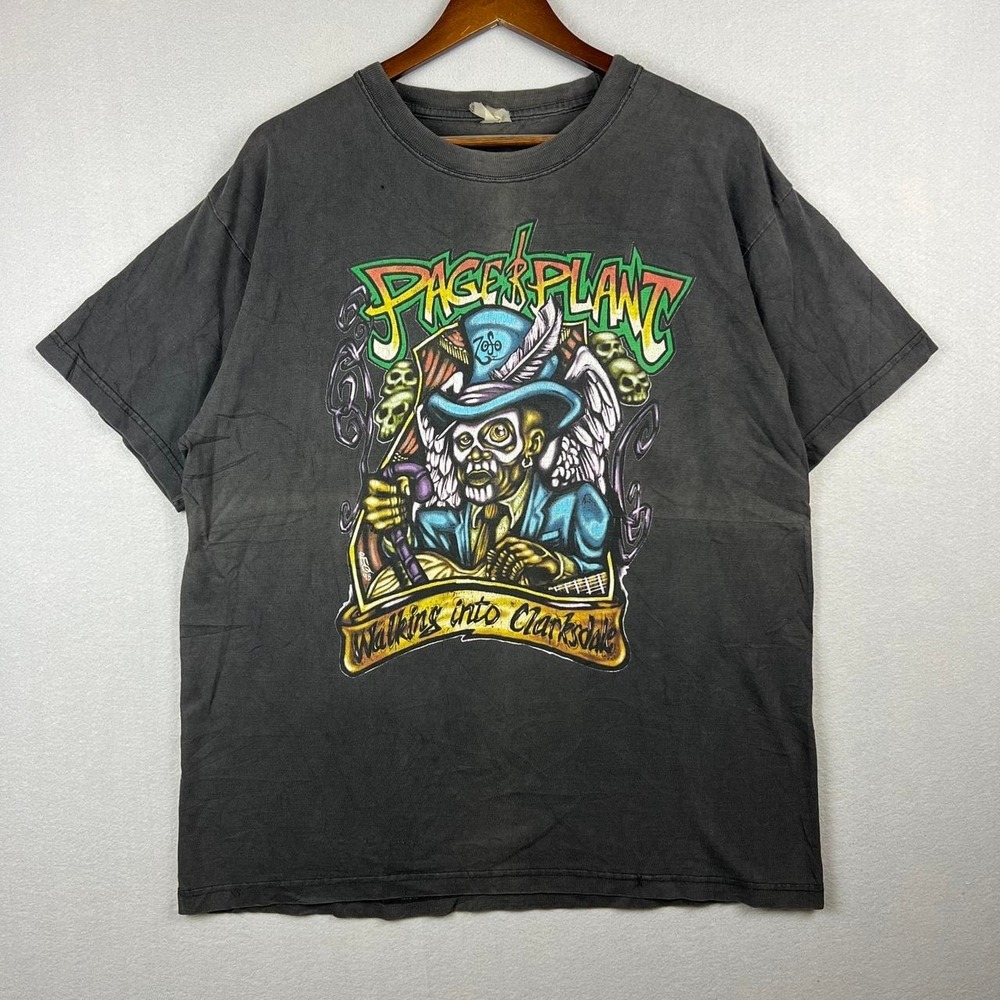 Vintage Page & Plant Walking Into Clarksdale World Tour 1998 Black Tee Shirt